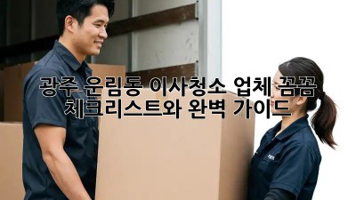 광주 운림동 이사청소 업체: 꼼꼼 체크리스트와 완벽 가이드